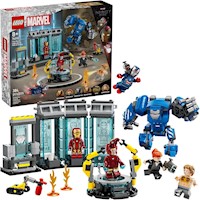 Lego Marvel Laboratorio de Iron Man, sala de armaduras con minifiguras