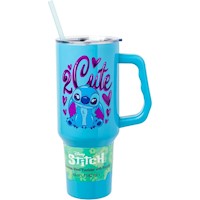 Lilo & Stitch | Vaso de acero inóxidable con asa y pajita de 40 OZ | Turquesa