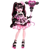 Monster High Draculaura, vestido rosa con accesorios de fiesta