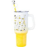 Snoopy | Vaso de acero inóxidable con asa y pajita de 40 OZ