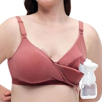 Momcozy brasier de bombeo manos libres, 3XL | Rosa Empolvado
