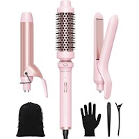 Wavytalk Set Rizador 3 en 1: Rizador 1.25”, Cepillo y Plancha Alisadora