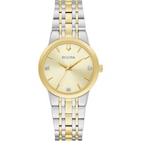 Bulova reloj mujer moderno bicolor cuarzo 3 agujas acero esfera diamantes | Oro/Plata