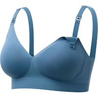 Momcozy brasier de lactancia CoolFit sin costuras, XL | Azul Nórdico