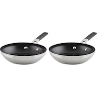 KitchenAid sartenes antiadherentes 20 cm, acero inoxidable cepillado (2 pzas)