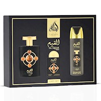 SET DE PERFUME LATTAFA PRIDE AL QIAM GOLD 3 PZS EDP HOMBRE
