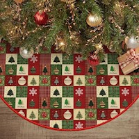 Avoin falda para árbol de Navidad a cuadros patchwork de 122 cm | Rojo