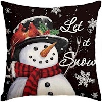 Avoin funda de cojín decorativa con muñeco de nieve, 45 x 45 cm | Negra