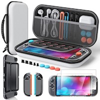 Kit de Accesorios conFunda Slim + 2 Protectores + 4 Agarres de Pulgar Para Nintendo Switch 2 | Blanco