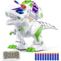 Ruko 8809 dinosaurio T-Rex recargable con sonido, luces y control remoto | Blanco/Verde