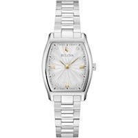 Bulova reloj clásico mujer vestir cuarzo 3 agujas diamantes brazalete acero | Plata
