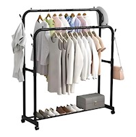 Colgador Perchero de Metal con Ruedas con Doble Organizador 143x96x42cm