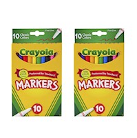 Packx2 Crayola Markers Plumones Línea Fina Cj x 20 Unidades