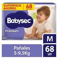 Pañal Babysec Premium Super Mega Talla  M - Bolsa 68 UN