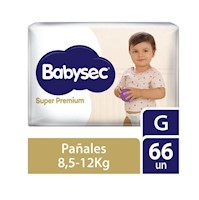 Pañal Babysec Súper Premium Talla G - Bolsa 66 UN