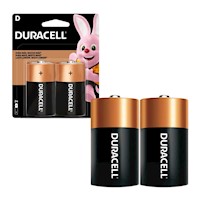 Pilas D Duracell x2 Unid 1.5V Zinc Carbón Linterna Juguetes Radio MN1300B2