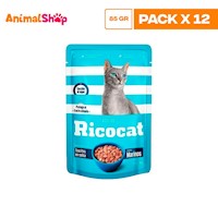 RICOCAT ADULTO TROCITOS SABORES MARINOS POUCH 85GR X12 UN