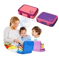 Lonchera para Niños Tipo Bento Box de 4 Divisiones, Incluye cubierto