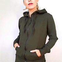 Casaca Kinetix Basic Hoodie Verde Militar Mujer