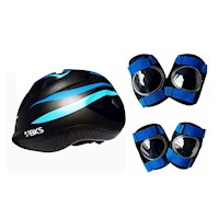 Kit Ciclismo Protección Niño Casco Rodillera Codera Talla S