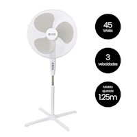 Ventilador Pedestal 16", 45W, 3 velocidades Blanco