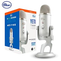 Microfono Blue Yeti USB Streaming Cardiodid/ Omni / Bi Led Silver