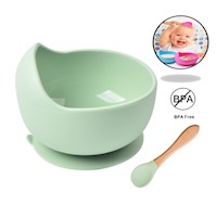 BOLD DE SILICONA DE ALIMENTACIÓN PARA BEBES VERDE +CUCHARA