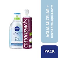 Pack: 1 Agua Micelar Nivea Piel Normal 400 Ml Y 1 Discos Desmaquillantes Ckf 70 Und