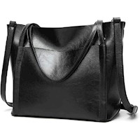 Bolso Elegante De Lujo Para Dama Moderno Casual Cartera Cuero - Negro