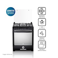 Cocina de pie Indurama 5 Quemadores Borgona Zafiro Negro