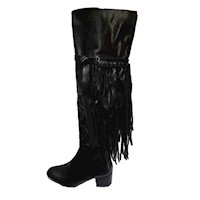 Botas Rodilla Alta Vaqueros Cuerina Flecos Mujer Talla 36 Olivia Miller