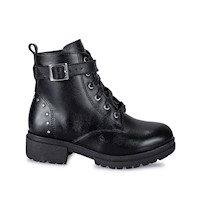 Botin Derby Casual YADIRA-121 Negro Rabbit Cuero