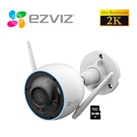 Cámara Seguridad Wifi Inalámbrica H3 2K 3MP Ezviz Exterior + SD 64GB