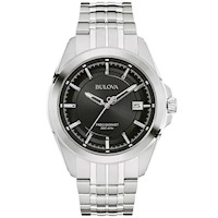 Reloj Bulova Precisionist 96B252 Ultra Alta Frecuencia Fecha Acero Inoxidable Dial Negro
