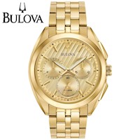 Reloj Bulova Curv 97A125 Ultra Alta Frecuencia Zafiro Cronómetro Acero Inoxidable Dorado