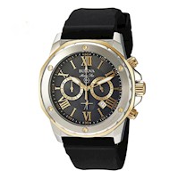 Reloj Hombre Bulova Acero Plateado con Dorado y Silicona Negra 98B277