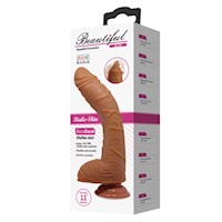 Dildo Hiper Realista Piel Trigueña Curvado 28.2 cm x Ø 5cm con Ventosa