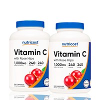 Vitamina C 1000Mg Con Rose Hips Nutricost 240 Caps Pack X2