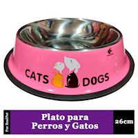 Plato Antideslizante Grande para Perro y Gato Rosado