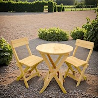 Comedor plegable de terraza en madera con 2 sillas marron