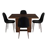 COMEDOR + 4 SILLAS SIN BRAZO - VOLTERRA / CONCEPT - CARAMELO / NEGRO | MARCA:TUHOME