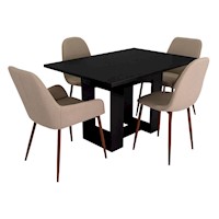 COMEDOR + 2 SILLAS SIN BRAZO + 2 SITIALS CON BRAZO - VOLTERRA / CONCEPT - WENGUE / CAFÉ CLARO | MARCA: TUHOME