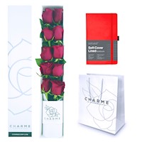 Caja de 10 Rosas + Libreta K&K Roja