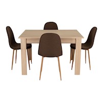 COMEDOR + 4 SILLAS SIN BRAZO - PORTOFINO / CONCEPT - ROVERE / CAFÉ OSCURO | MARCA: TUHOME