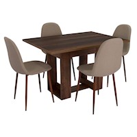 COMEDOR + 4 SILLAS SIN BRAZO - VOLTERRA / CONCEPT - CARAMELO / CAFÉ CLARO | MARCA: TUHOME