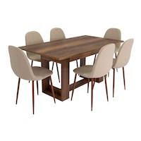 COMEDOR + 6 SILLAS SIN BRAZO - VOLTERRA / CONCEPT - CARAMELO / CAFÉ CLARO | MARCA: TUHOME