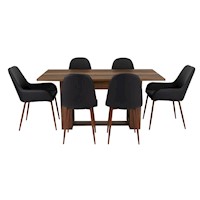 COMEDOR + 4 SILLAS SIN BRAZO + 2 SITIALS CON BRAZO - VOLTERRA / CONCEPT - CARAMELO / NEGRO | MARCA: TUHOME