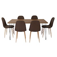 COMEDOR + 6 SILLAS SIN BRAZO - VASSEL / CONCEPT - CARAMELO / CAFÉ OSCURO | MARCA: TUHOME