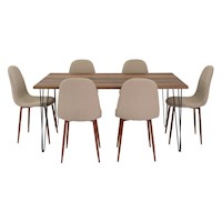 COMEDOR + 6 SILLAS SIN BRAZO - VASSEL / CONCEPT - CARAMELO / CAFÉ CLARO | MARCA: TUHOME