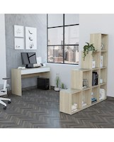 Combo Office TuHome 38: Escritorio + Biblioteca Rovere Blanco